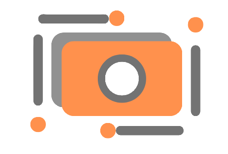 camera logo - orange and grey